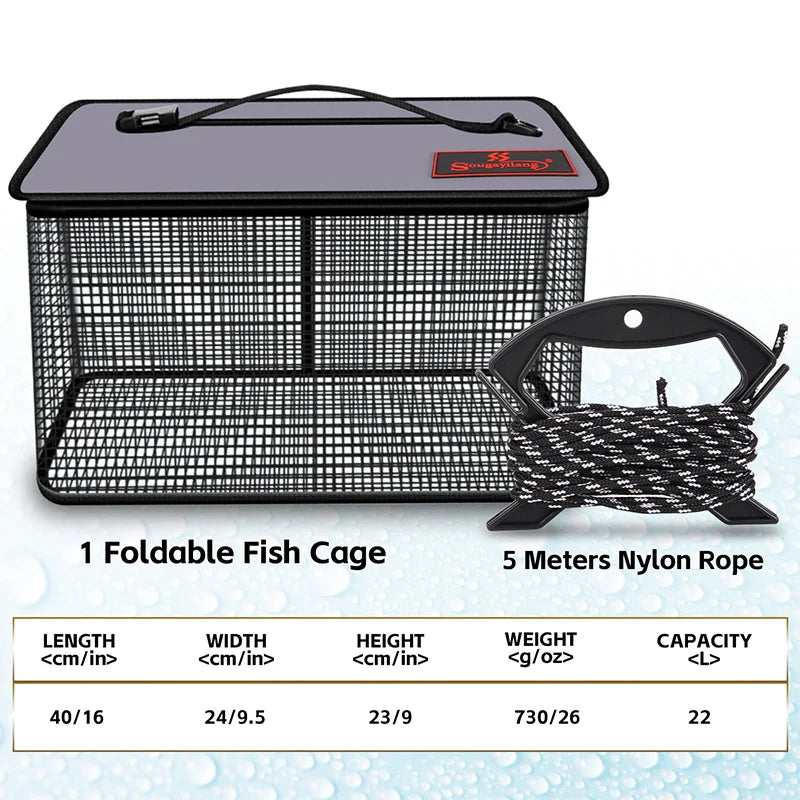 Sougayilang Foldable Fishing Cage Net - Carp, Crayfish &amp; Lobsters Trap