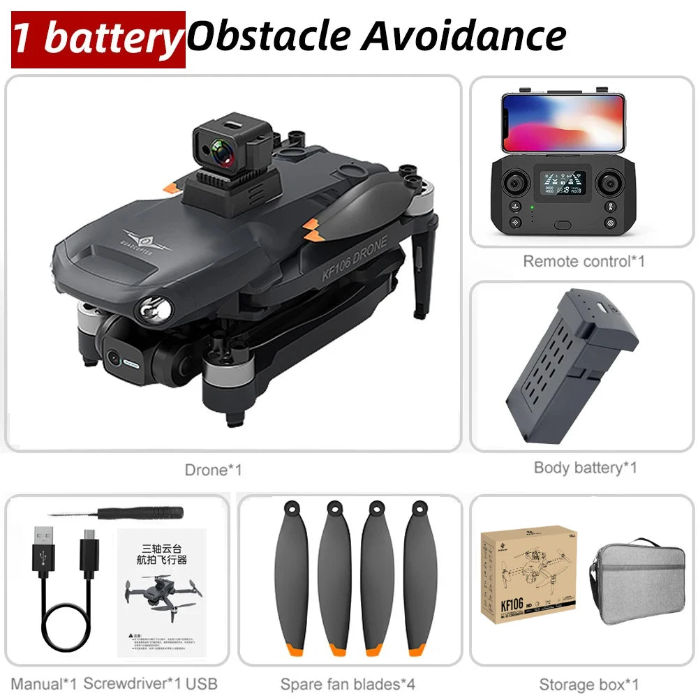 Professional KF106 DRONE - 3-Axis Gimbal 1080p Camera KF106-OAS