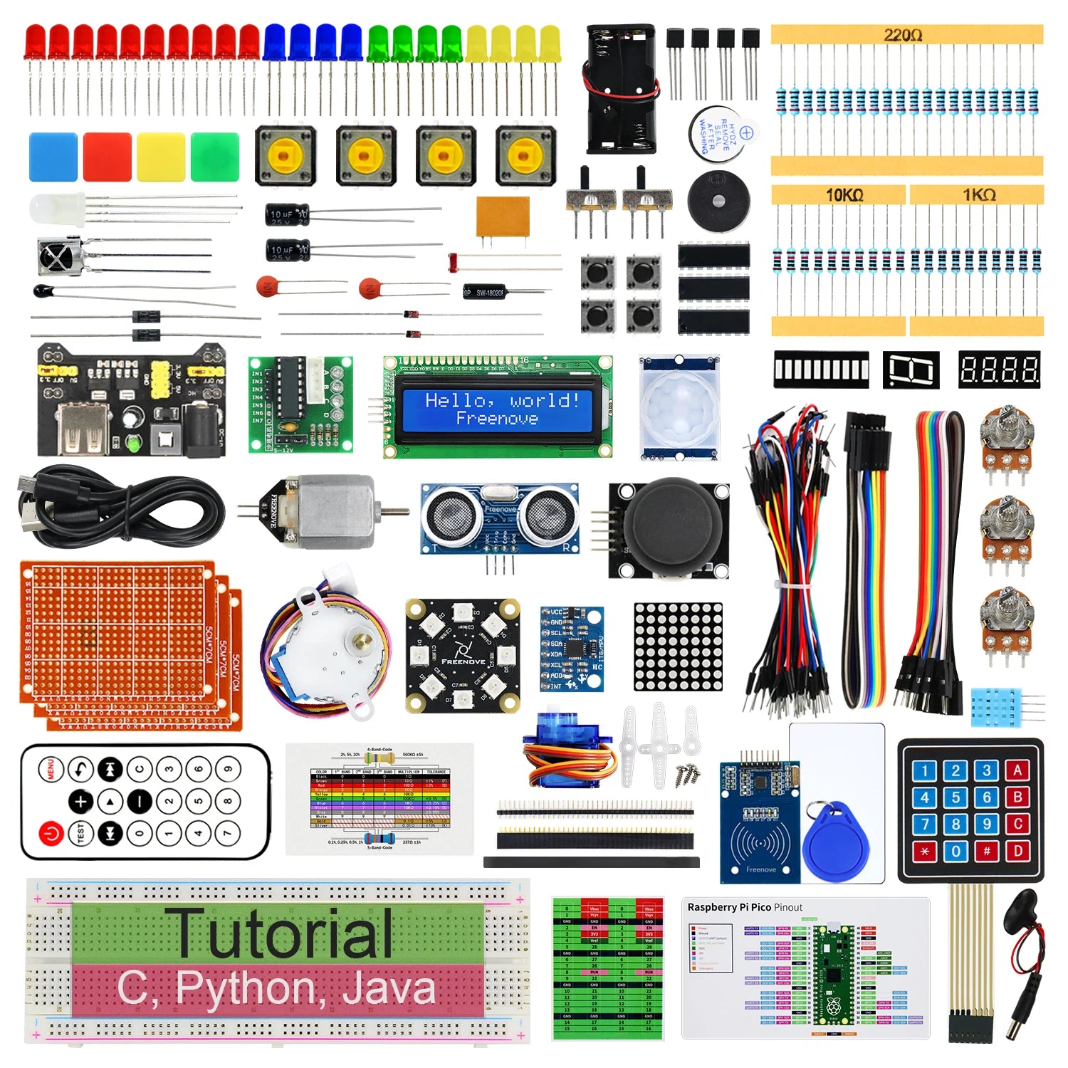 Freenove Ultimate Starter Kit for Raspberry Pi Pico &ndash; Comprehensive Learning Experience no Pico Board