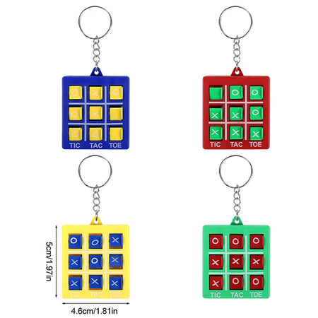 Tic Tac Toe Game Keychain - Educational Toy for Parties and Prizes 4pcs