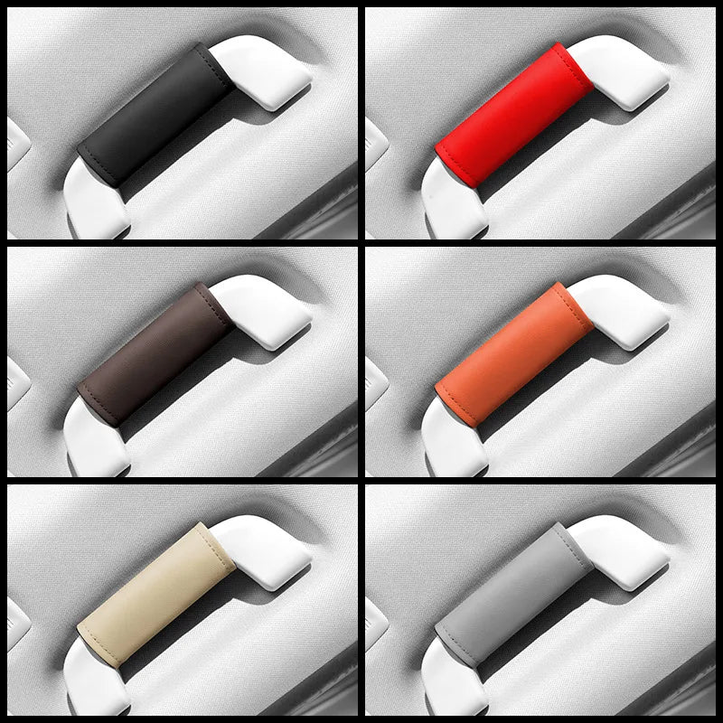 Soft Nappa Leather Car Roof Armrest Pull Handle Grip Protector