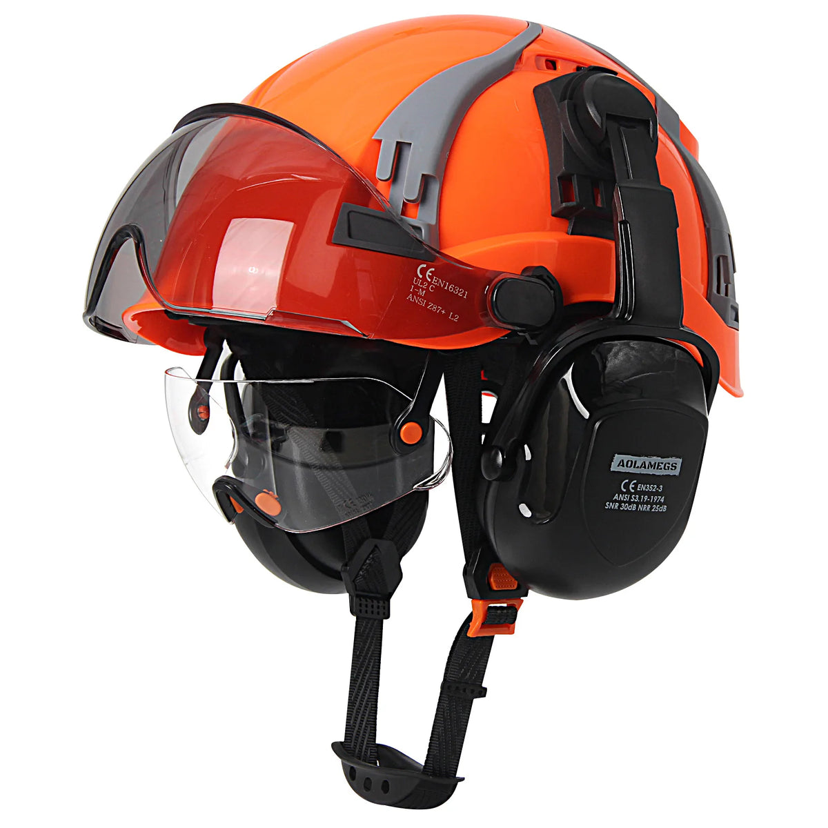 AQM0257 CE Safety Cap with Vent Visor Goggles &ndash; Light Orange Set A