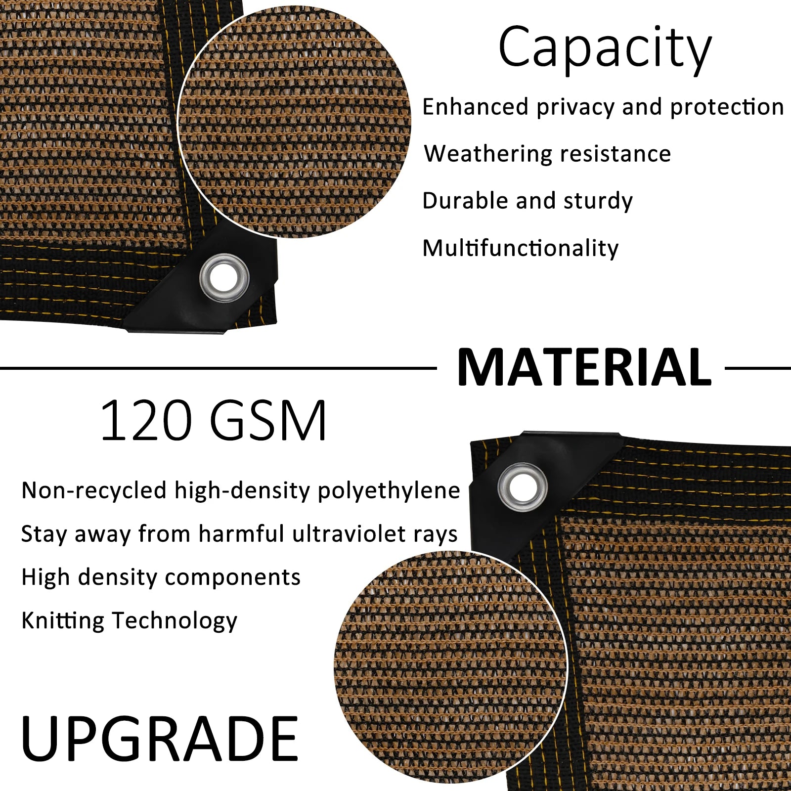 NoEnName_Null 120 GSM Balcony Sunshade Net - Privacy Fence Screen for Outdoor Protection