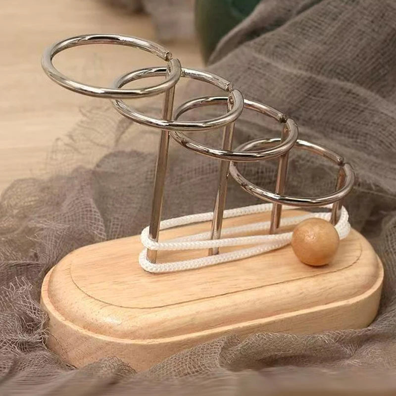 Wooden Threading Rope Loop Puzzle LuBan Lock &ndash; Brain Teaser