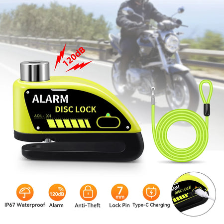 Extractme Motorcycle Alarm Disc Brake Lock &ndash; 110dB Alarm
