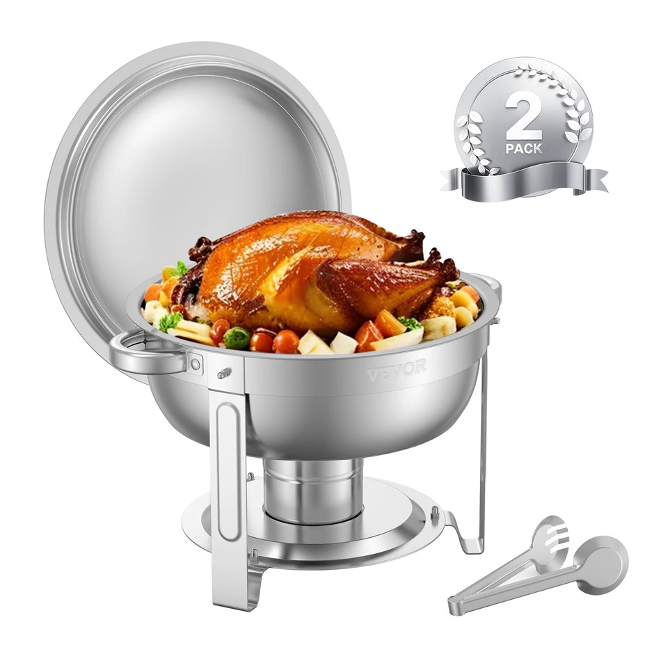2Pack 5Qt Chafing Dish Buffet Set i rostfritt stål