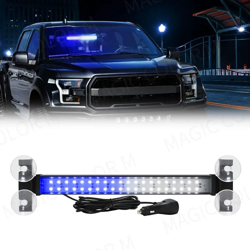 40 LED Strobe Light Front Flash Warning Lamp Auto Windshield Bar Traffic Advisor Flashlight Yellow White Car Accessories 12V-24V by InterCyprus Trading Ltd