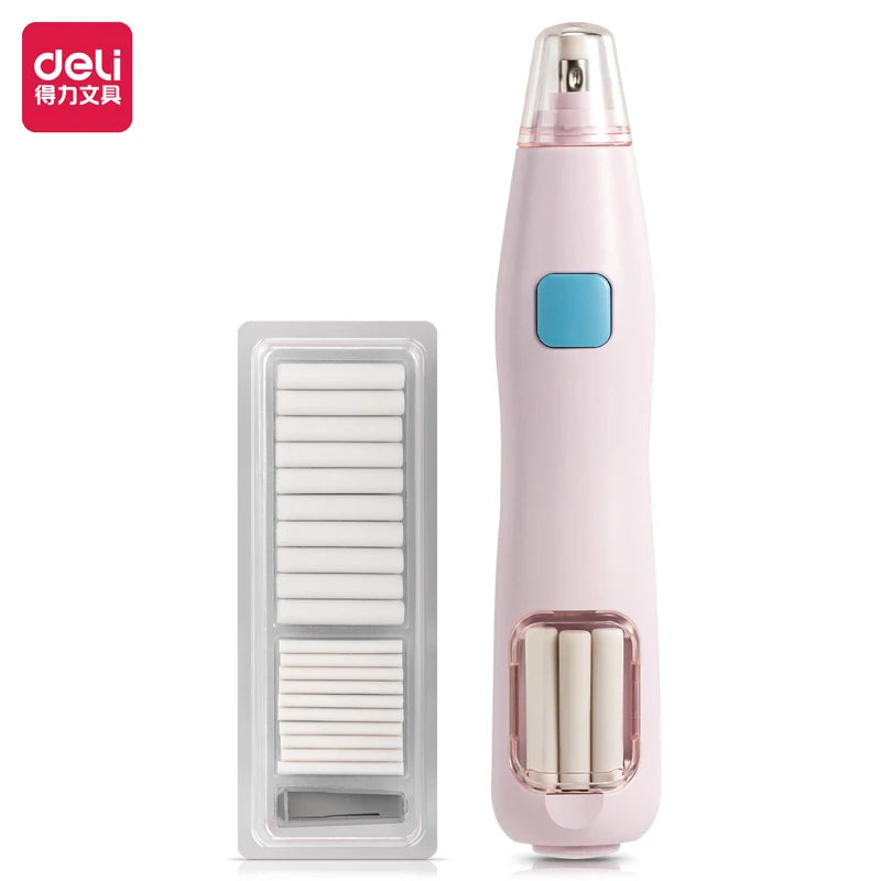Deli Adjustable Electric Eraser for Artists and Students with Rubber Refills VA150 Pink
