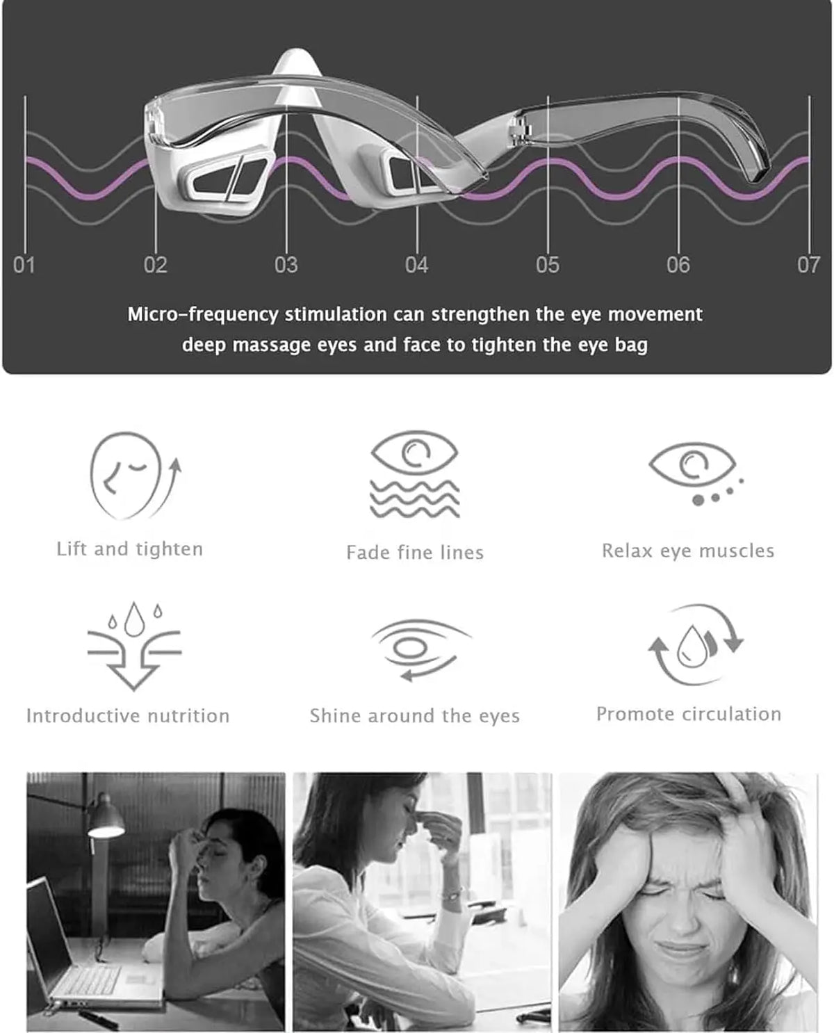 DOCTODD EMS Red Light Eye Massage Device for Dark Circles and Wrinkles
