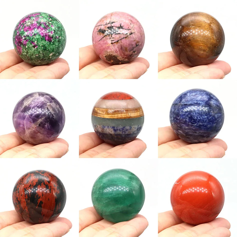 40mm Natural Stones Ball Reiki Crystal Sphere &ndash; Chakra Gems
