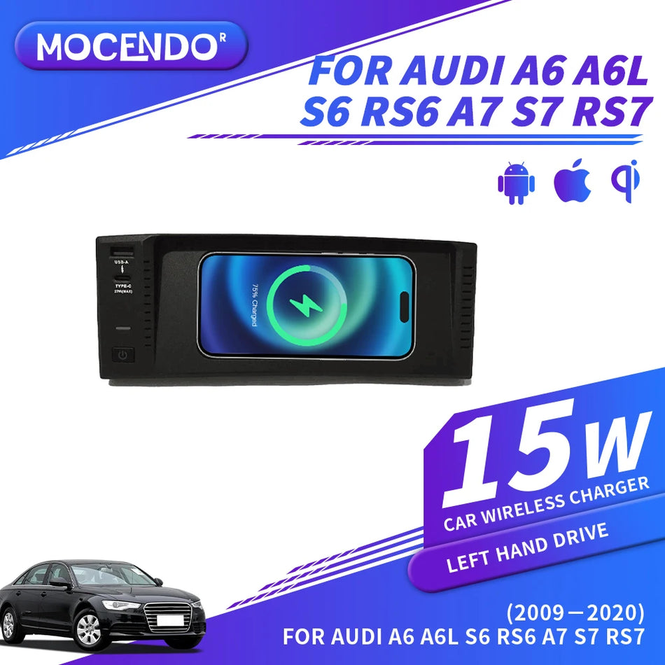 Chargeur de voiture sans fil 15W rapide pour Audi A6 S6 RS6 A7 S7 C7