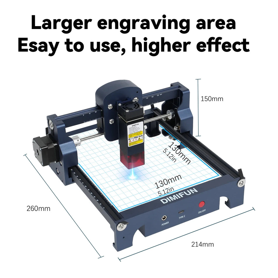 Dimifun Mini Portable Laser Engraver 2.5W and 4.5W for Wood, Acrylic, Glass