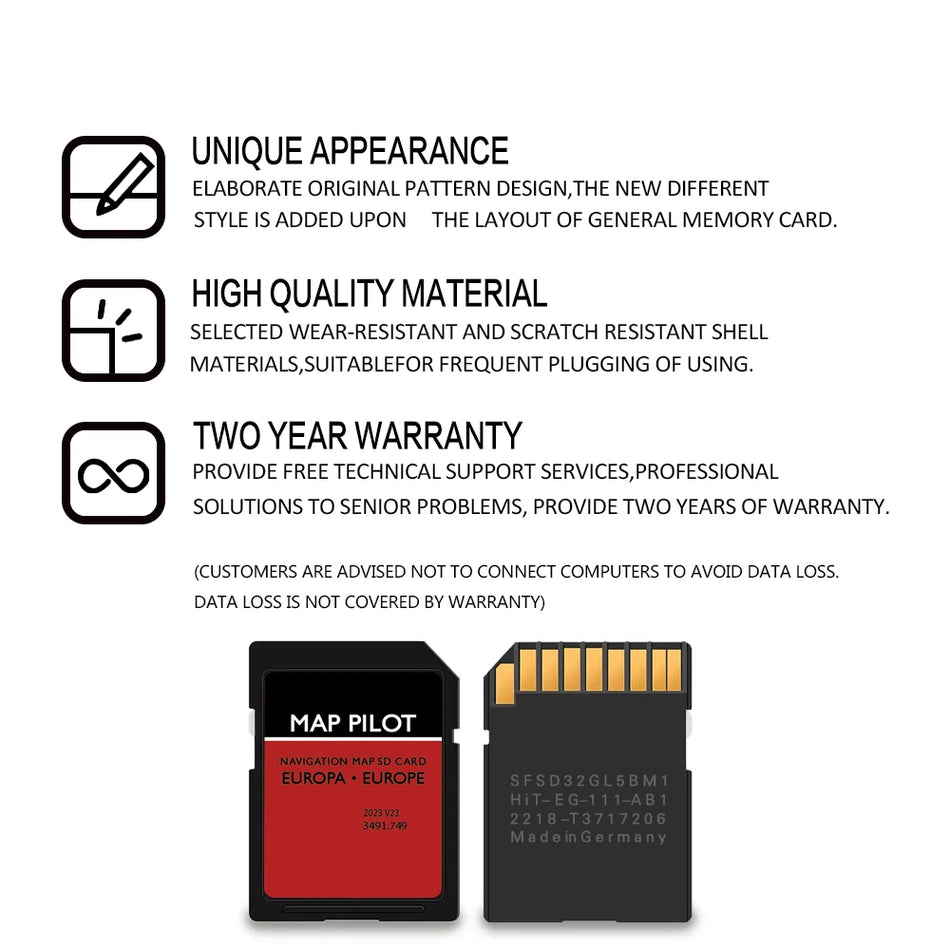 Becker MAP PILOT 509 Update 8GB SD Card Europa &ndash; V23 Update