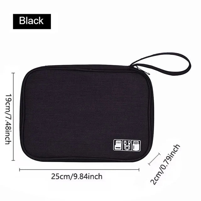 Waterproof USB Cable Organizer &ndash; Travel Ready Slim Design A black