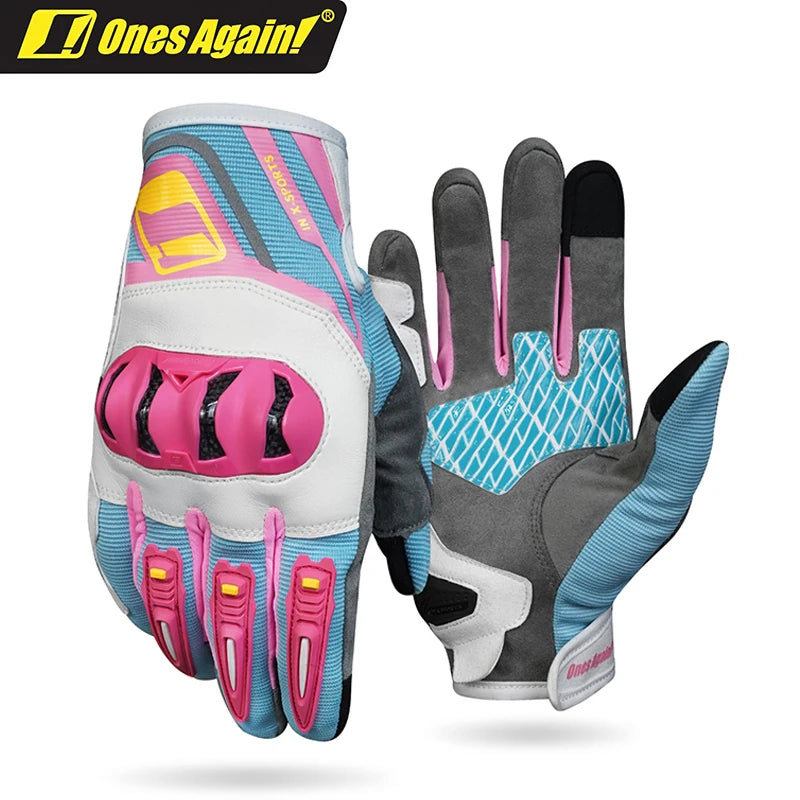 Ones Again Women's Breathable Carbon Fiber Motorcycle Gloves MULTI / L