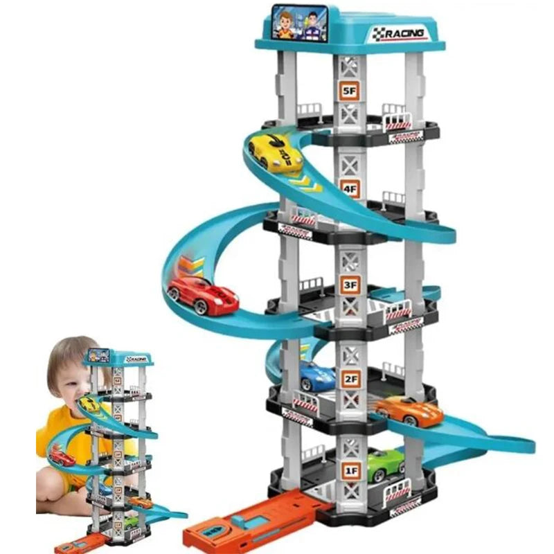 Educational Racing Car Park Toy Set - Gliding Track Puzzle for Kids Ages 3-5