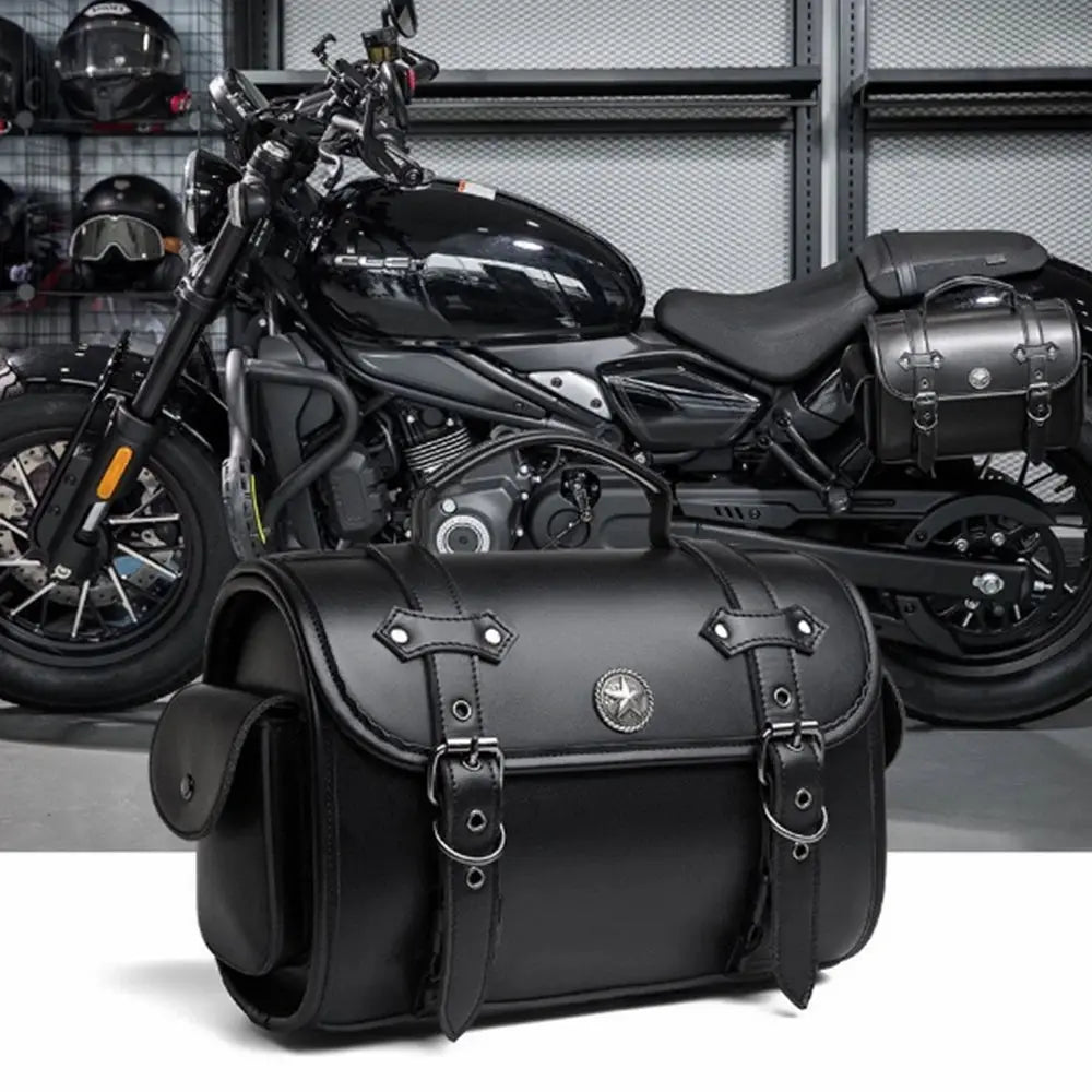 Motorcycle Black Universal SaddleBag Large Capacity Side Bags Storage Tool For Harley Waterproof Modified Bag by InterCyprus Trading Ltd