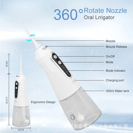 Portable Cordless Water Flosser - 5 Mode Oral Irrigator for Braces &amp; Teeth Cleaning