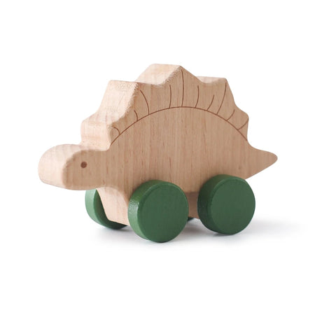 Beech Wooden Dinosaur Cartoon Car Teether Montessori Toys Stegosaur