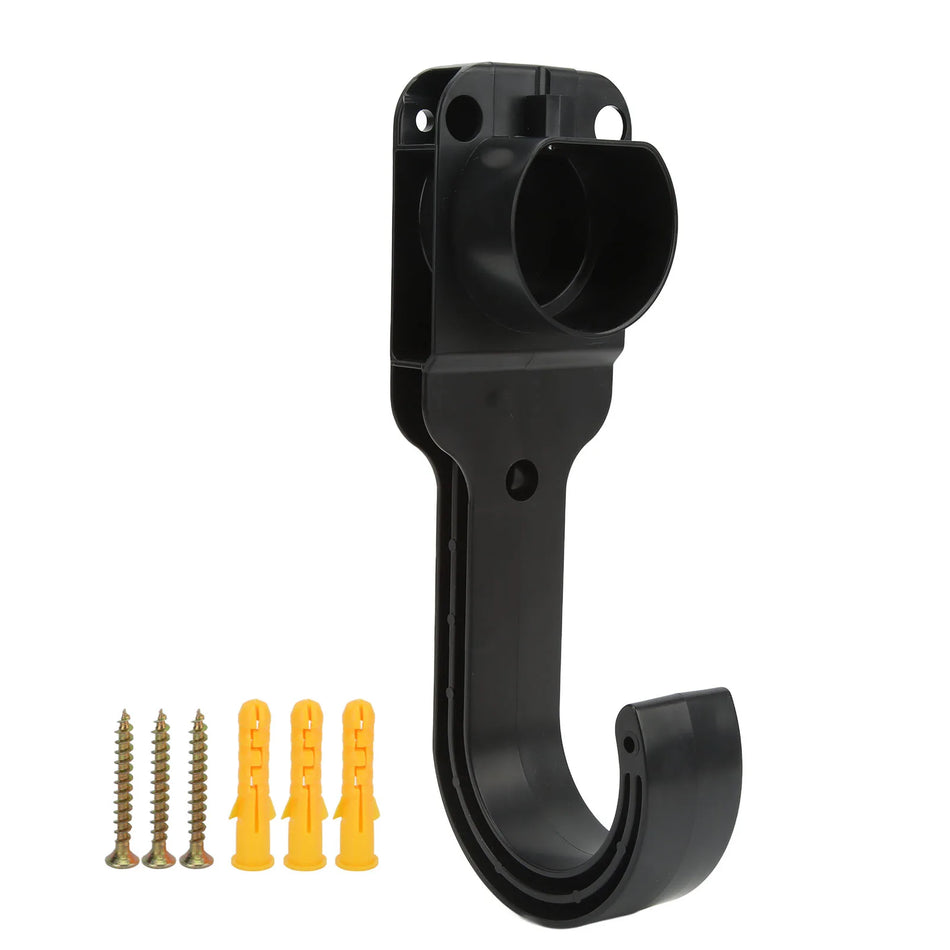 Wall Mounted EV Charger J Hook Cable Holder for Type 2 Plug, ABS Plastic