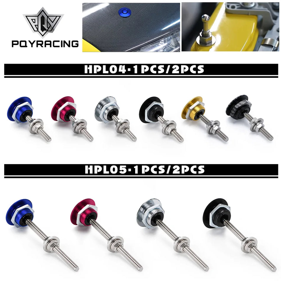 Universal 1.25in Billet Hood Pins Kit With Push Button Lock Clip Aluminum