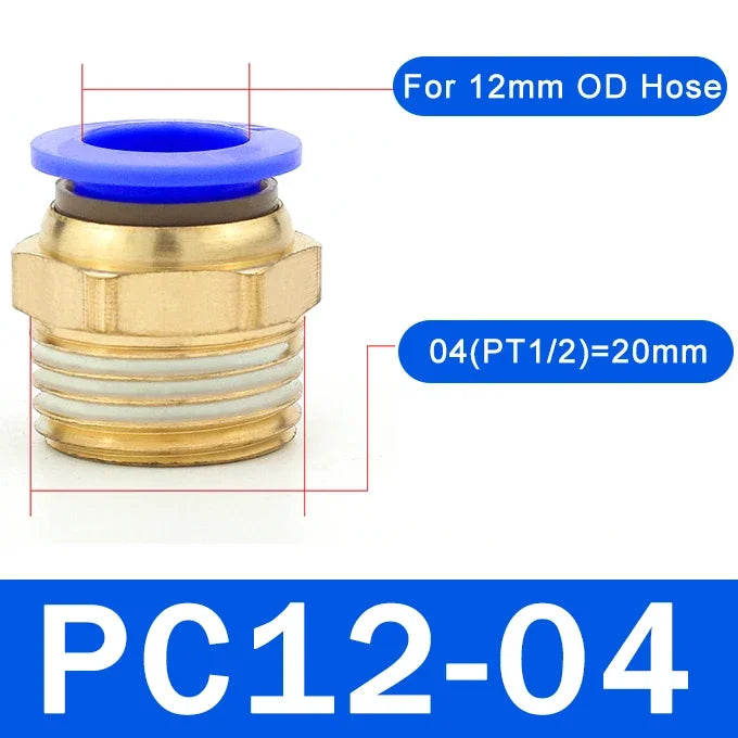 5PCS Pneumatic Quick-Connect Straight Fittings - Versatile Air Hose Connectors PC12-04 (1I2) / 5PCS
