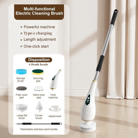 New 8-in-1 Electric Cleaning Brush - Wireless Telescopic 6 brush heads