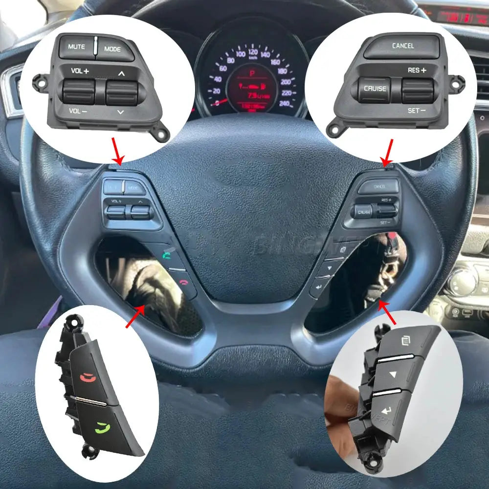 Button Switch for KIA K3 2014-2016 Rio 3 2014-2016 Cerato Classic 2017 Ceed JD 2012-2014 Steering Wheel Buttons by InterCyprus Trading Ltd