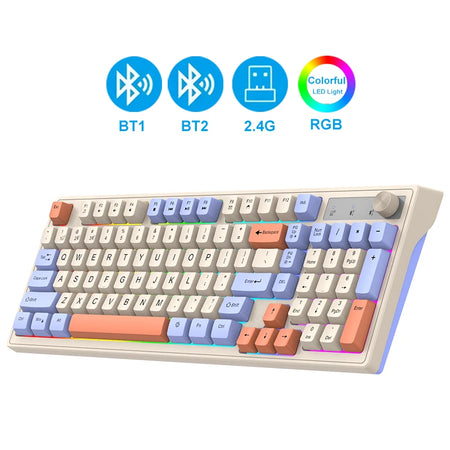 Kebidumei Dual Bluetooth Mechanical Keyboard &ndash; Dual Wireless Dual-BT 2.4G Blue