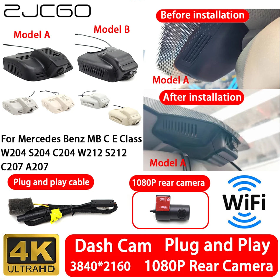 Mercedes-Benz W204 W212 C207 A207 için WiFi'lı 4K Ön ve Arka Dash Cam