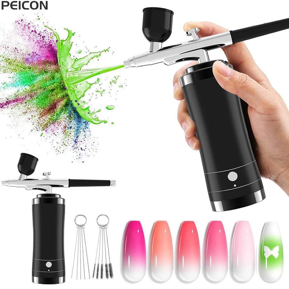 Portable Airbrush Nail Kit With Compressor For Nail Art And Cake Decoration