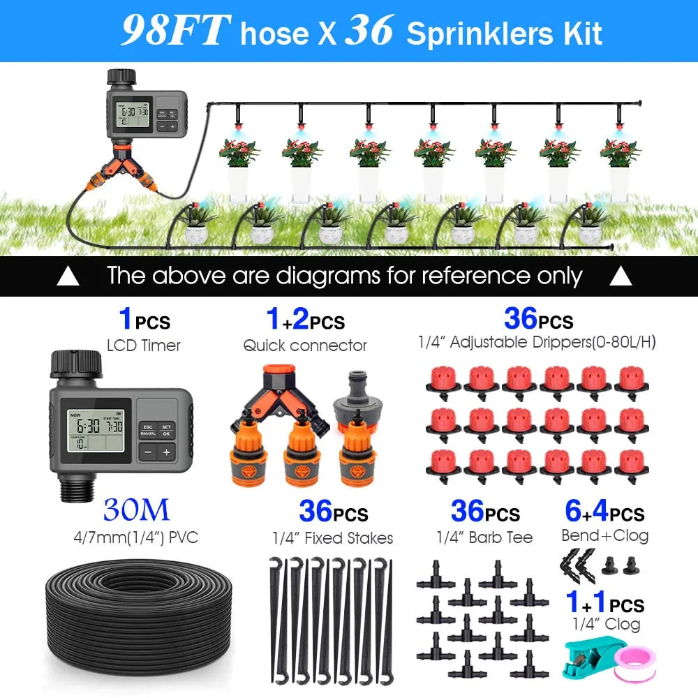 30-10m Garden LCD Button Timer Irrigation Set &ndash; LCD Display A-30m kit