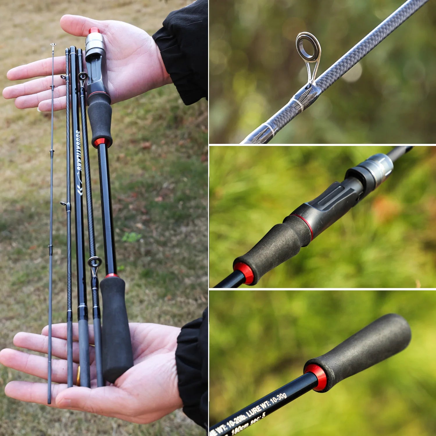 Sougayilang Ultralight Carbon Fiber Fishing Rod - 2.1m, 5 Sections, Portable for Travel