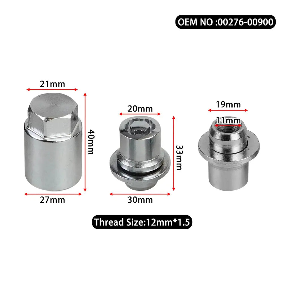 00276-00900 00276-00901 4Nuts+1Key Anti-theft 33MM/44MM Height Wheel Lock Lug Nuts Set M12x1.5 For Toyota Lexus PT27648100 by InterCyprus Trading Ltd