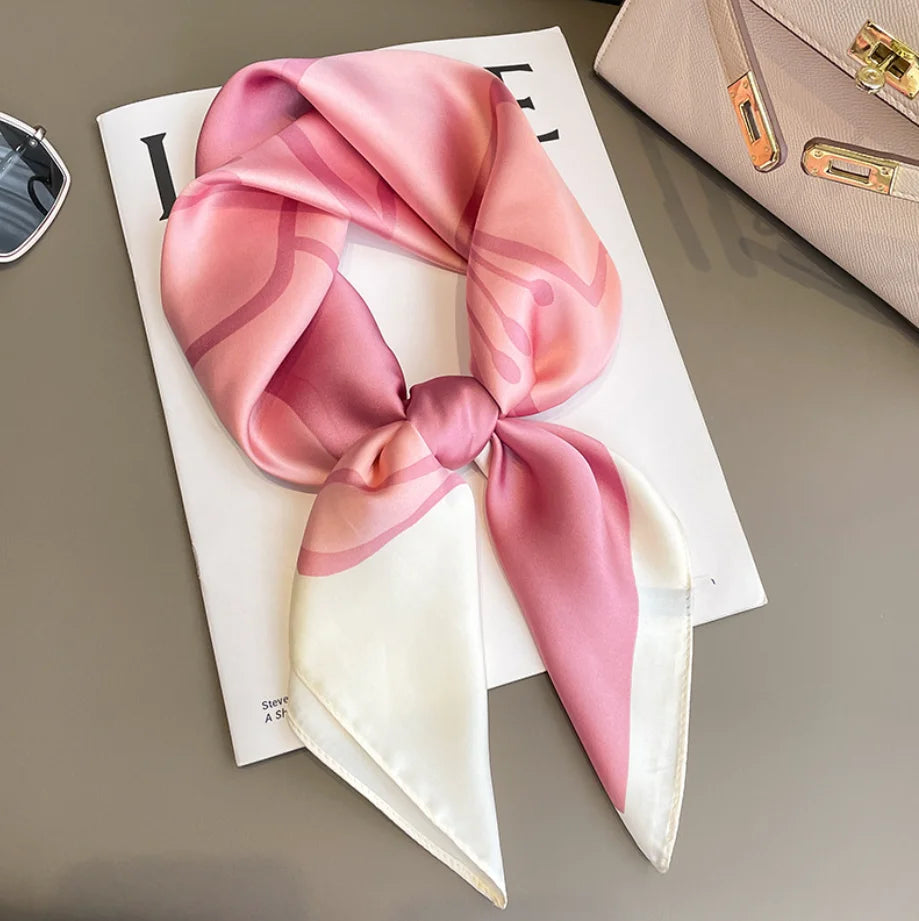 Stmanya Women 70cm Printed Silk Scarf &ndash; Elegant Versatile Headwear