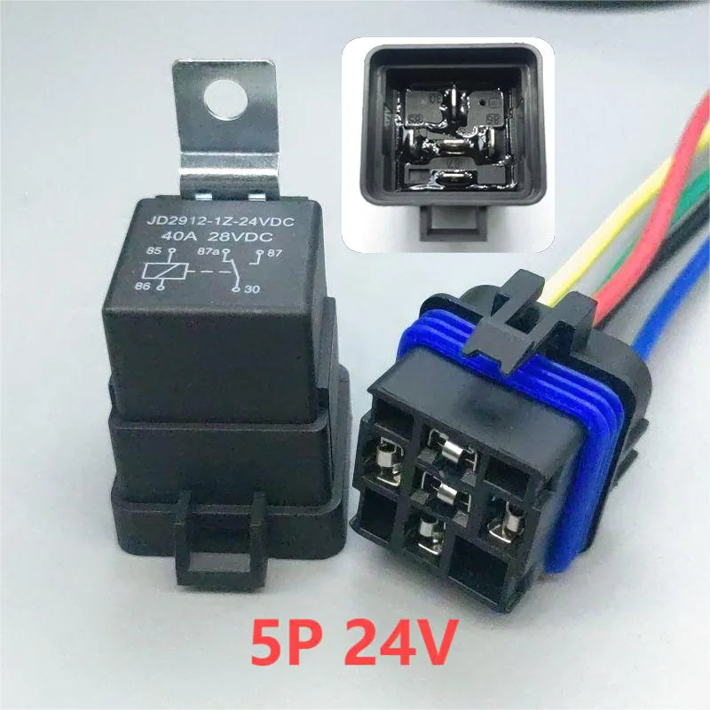 Car Auto Relay &ndash; Sealed Waterproof Design for 12V and 24V Systems 5P 24V  15CM