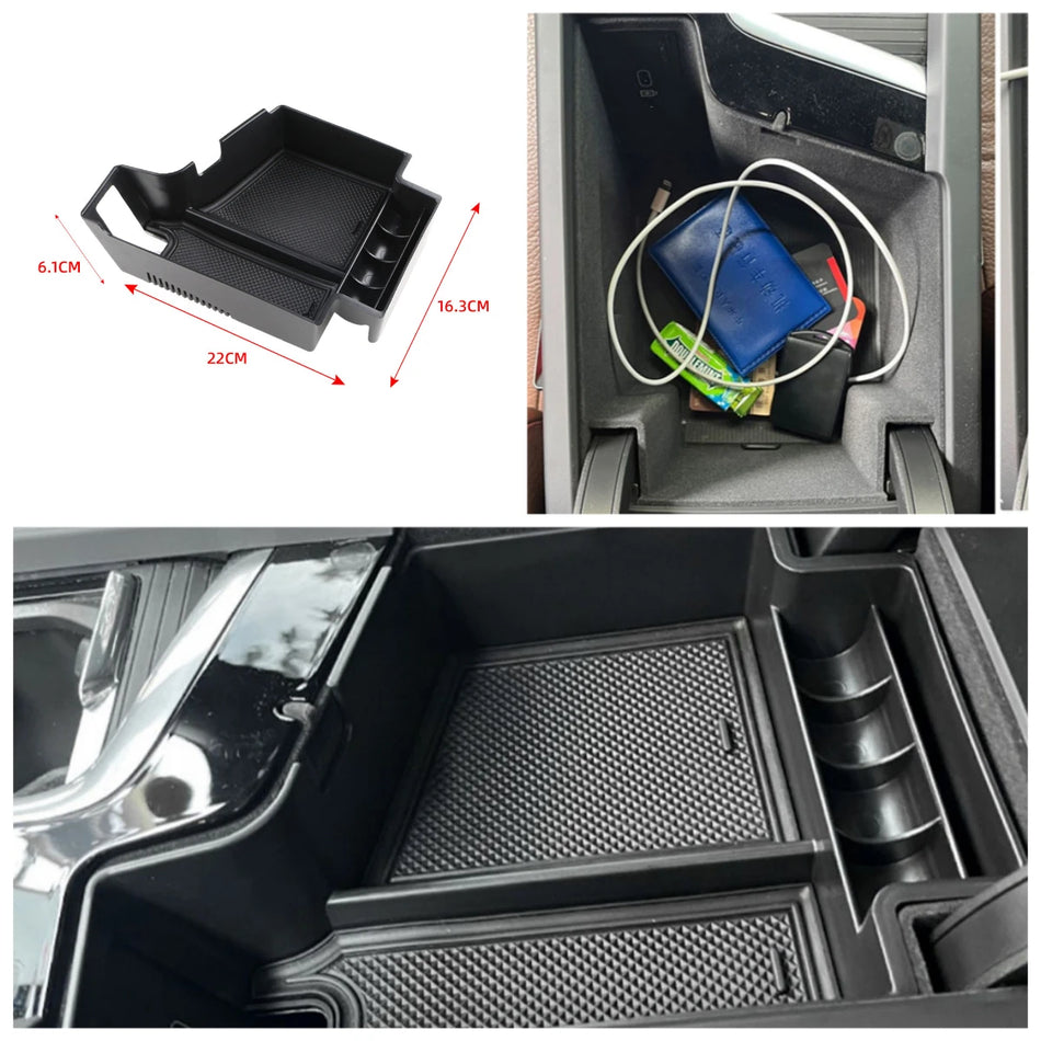 Armrest Box Storage Tray Organizer for Volvo XC60 XC90 S60 V60 V90 Black Durable ABS Plastic