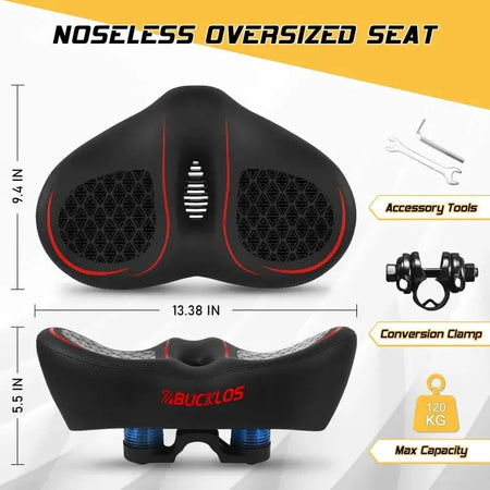BUCKLOS Extra Wide Bicycle Saddle Oversize Bike Seat Shock Absorption Bicycle Seat for Peloton Exercise Bike Ebike Cruiser Bikes by InterCyprus Trading Ltd
