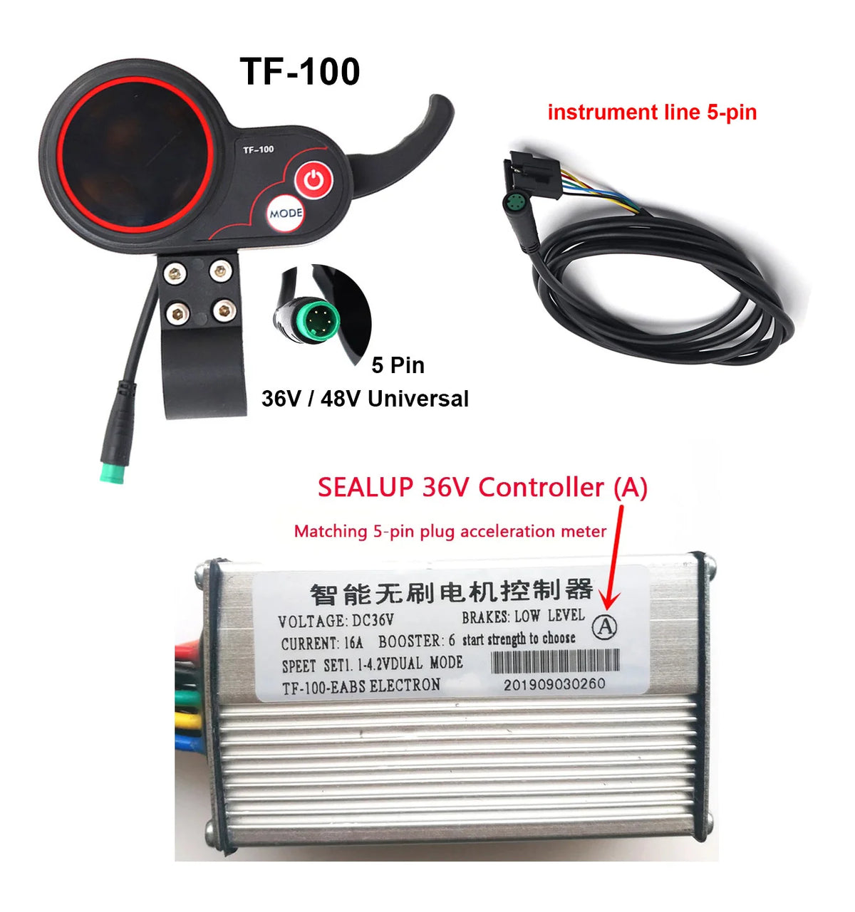 Brushless Motor Controller with TF-100 LCD Display for Kugoo M4 Electric Scooter TF-100 36V 16A A set