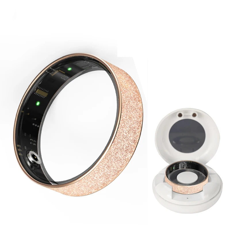 Smart Ring with Charging Case - Health &amp; Sleep Monitor, Waterproof, Multi-sport Mode Gold With Box / 10