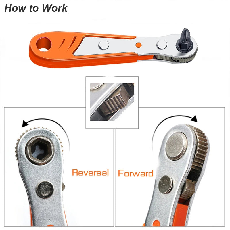 Mini Ratchet Wrench Screwdriver 1/4 Hex - Quick Release Socket Handle for Car Repair