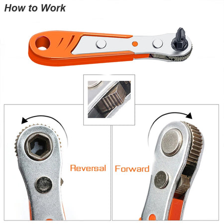 Mini Ratchet Wrench Screwdriver 1/4 Hex - Quick Release Socket Handle for Car Repair