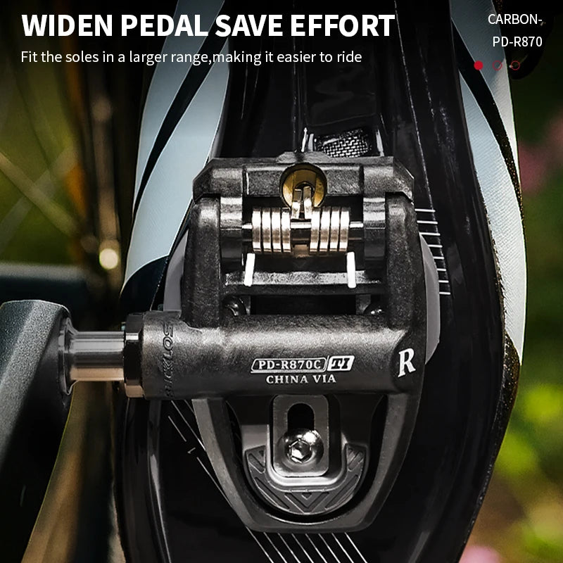 Pedale de șosea Bucklos Look KEO fără cleme, corp din fibră de carbon cu ax din titan ultraușor