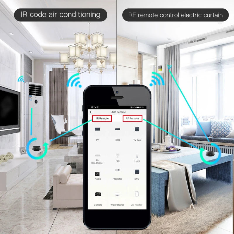 Smart WiFi IR RF Bluetooth Universal Remote Control with Voice Assistant Support