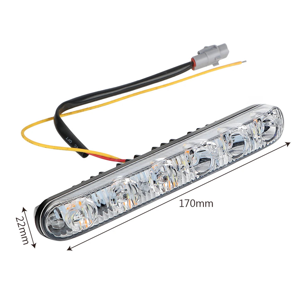 DRL Automobilių Dienos Šviesos Vandeniui Atsparios 12V LED, Posūkio Signalai, 6 Išmetėjai
