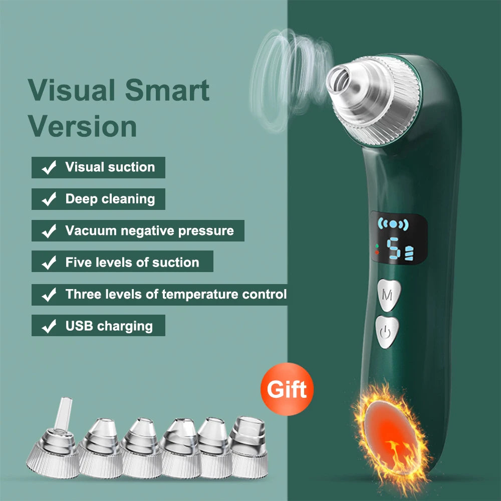 Visual Blackhead Remover Facial Deep Clean Machine | Heated Electric Extractor Green (Visualize)