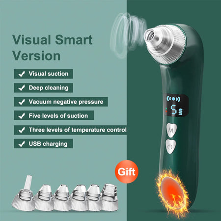 Visual Blackhead Remover Facial Deep Clean Machine | Heated Electric Extractor Green (Visualize)
