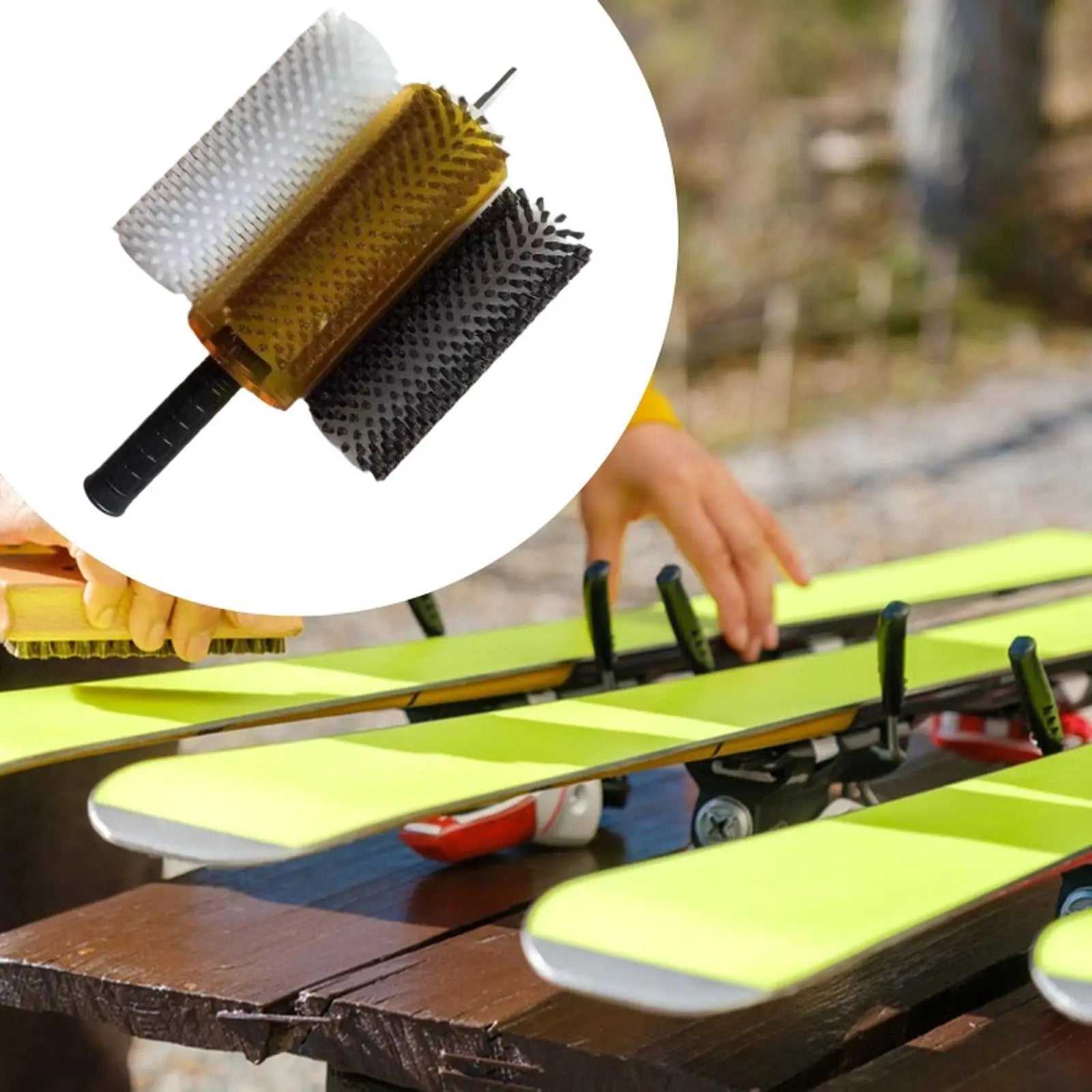 Ski Wax Brush Kit &ndash; Efficient Axle Handle Roller Brush