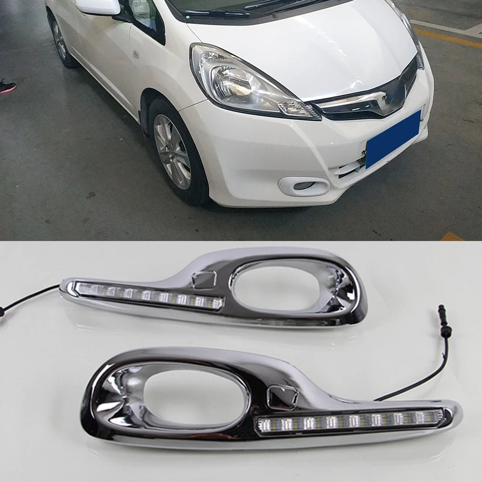 Mistlampen Voor Honda Fit Jazz 2011-2013 LED Dagrijverlichting Met Gele Richtingaanwijzer
