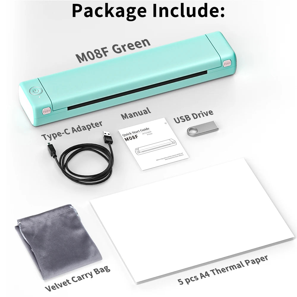 Phomemo M08F A4 Portable Thermal Printer &ndash; Bluetooth Green Printer / CHINA